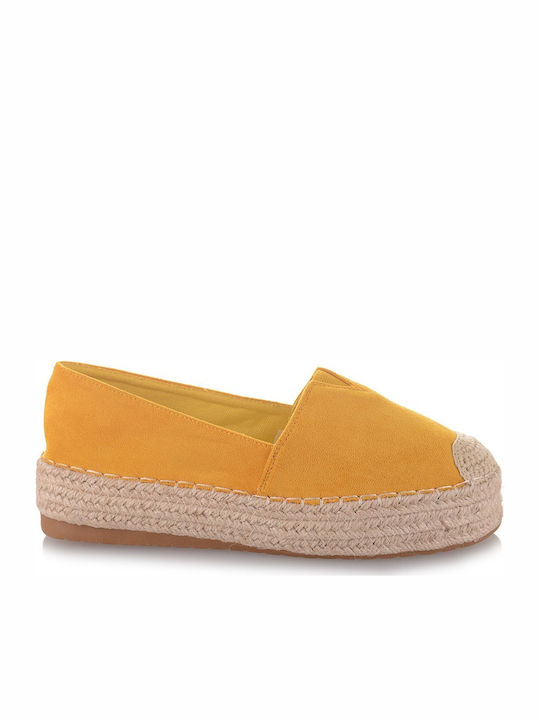 Famous Shoes Suede Γυναικείες Εσπαντρίγιες σε Κίτρινο Χρώμα