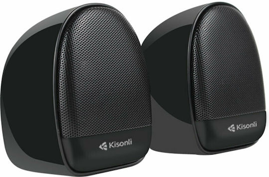 Kisonli KS-08 Ηχεία Υπολογιστή 2.0 με Ισχύ 6W Μαύρα