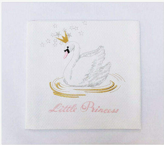 Raison D' Etre Blanket Cot Swan With A Crown Waffle White 120x160cm