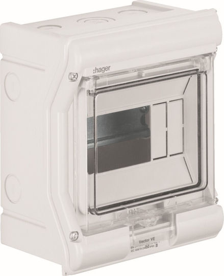 Hager Vector Fuse Box Wall mounted Waterproof 1 Rows 6 Elements P165xH190xD113mm