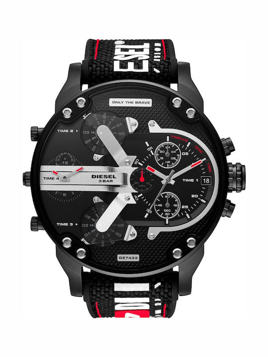 Diesel Mr Daddy 2.0 Men's Watch 57mm Chronograph Battery with Black Leather Strap