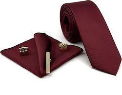 Legend Accessories Herren Krawatten Set Synthetisch,Polyester/Cotton/Leather Monochrom in Burgundisch Farbe