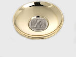 Brass plate with silver coin with initials.