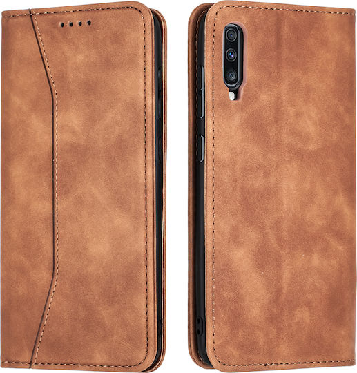 Bodycell PU Leather Book Δερματίνης Καφέ (Galaxy A70)