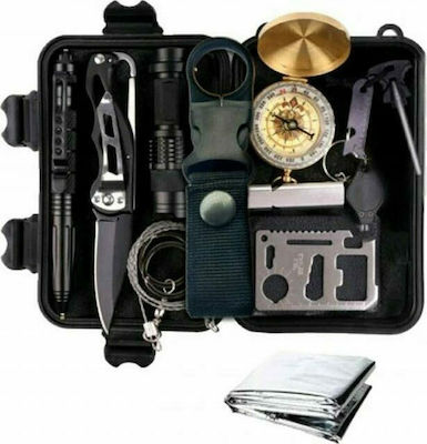 SOS Box Multitool Survival Kit Τσέπης 12 Εργαλεία 13,5x9x4εκ. Black