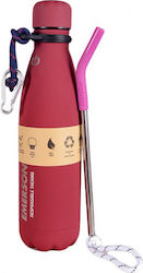 Emerson Double Wall Vacuum Bottle Sticlă Termos Oțel inoxidabil Fără BPA Burgundy 500ml cu Paie 211.EU99.02-Dusty-Berry