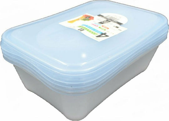 Sidirela Сет Пластмасови Кутии За Храна Сини 23x15см Е-2232 4 Бройки