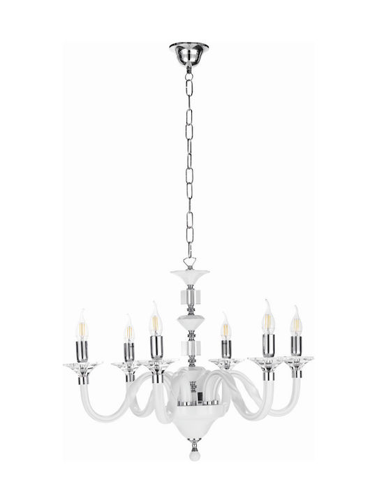 Ondaluce Chandelier Candlestick 6xE14 White LP.GALA/6-CR