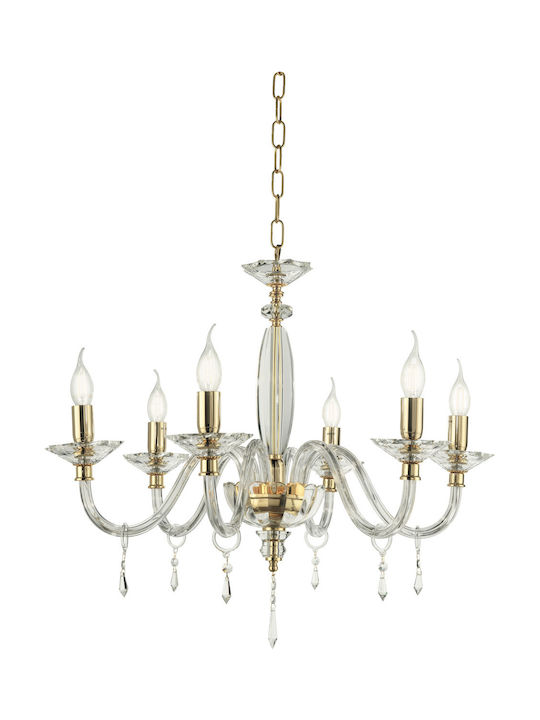 Ondaluce Kronleuchter 6xE14 mit Kerzen Transparent LP.FIAMMA/6