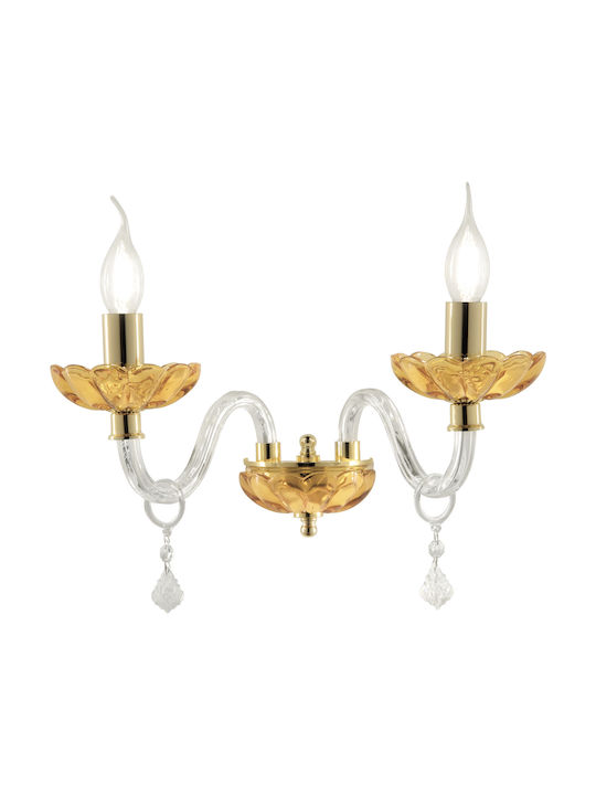 Ondaluce Classic Lamp Wall with Socket E14 Gold 38x25x25cm