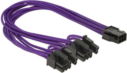 DeLock 6-Pin PCIe - 6+2 Pin PCIe Cable 0.3m Μωβ 83704