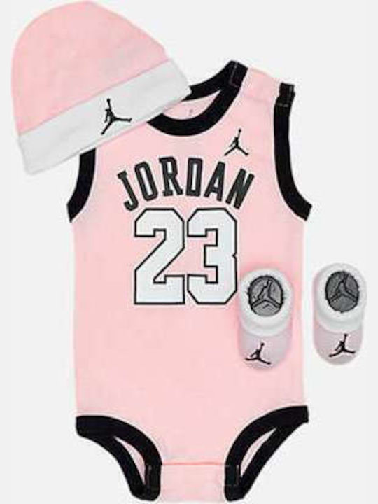 Jordan Jordan Bodysuit Set Body pentru Bebeluși Fără mâneci Roz