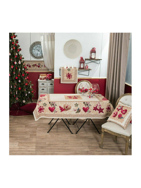 Teoran Star Weihnachts- Tischtuch Stoff Beige B180xL140cm. 1Stück star-trapezomantilo-59352