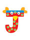 Tatiri Decorative Letter Red made of Wood J 5x0.5x7εκ.