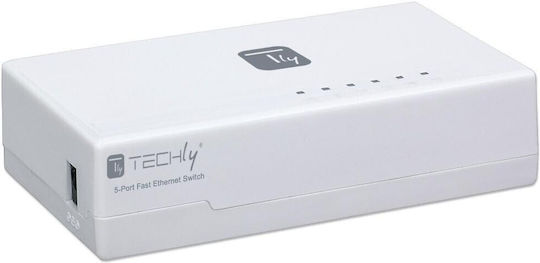Techly Switch Hub 5 Ports 10/100 Mbps Unmanaged L2 Switch with 5 Ethernet Ports and 5 SFP Ports