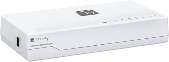 Techly 8 Ports 10/100 Mbps Unmanaged L2 Switch with 8 Ethernet Ports and 8 SFP Ports