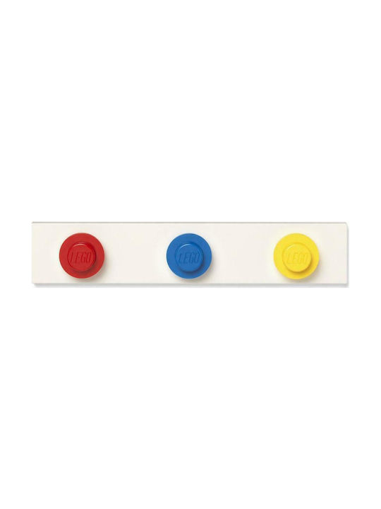 Lego Plastic Wall Hanger with 3 Slots White 33x6.5cm