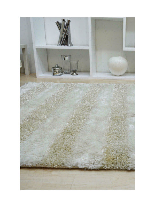 Carpet Shaggy Lines White-Cream 170X240cm