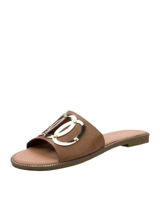 B-Soft Women's Flat Sandals In Tabac Brown Colour