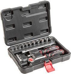 Top Tools 38D525 Set Cheie Tubulare și Chei Cu Clichet 1/4" 15 Bucăți