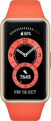 Huawei Band 6 Αδιάβροχο με Παλμογράφο Amber Sunrise