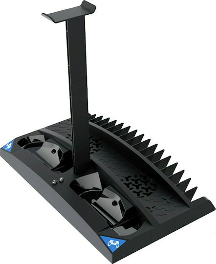 iPega Multifunctional Vertical Stand Зарядна станция за 2 контролера PS4 с LED осветление Черен