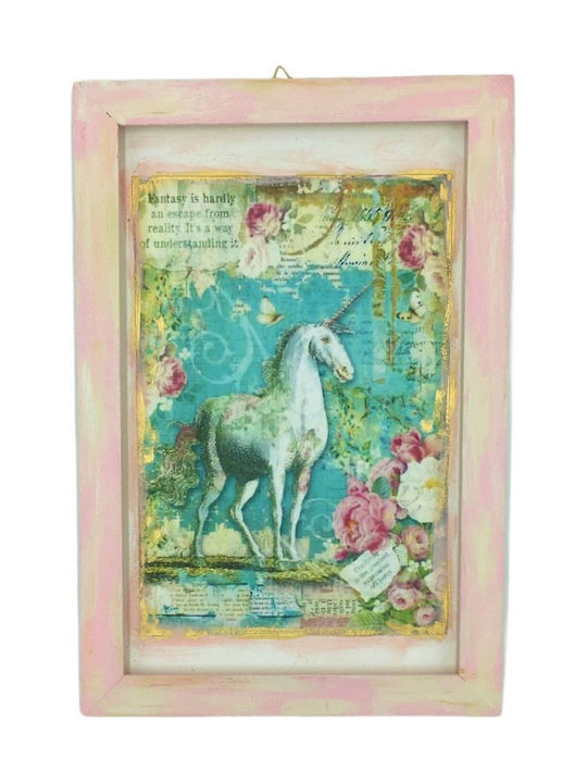 Handmade wooden frame Unicorn