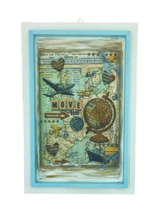 Handmade wooden frame Travel - Globe - Globe