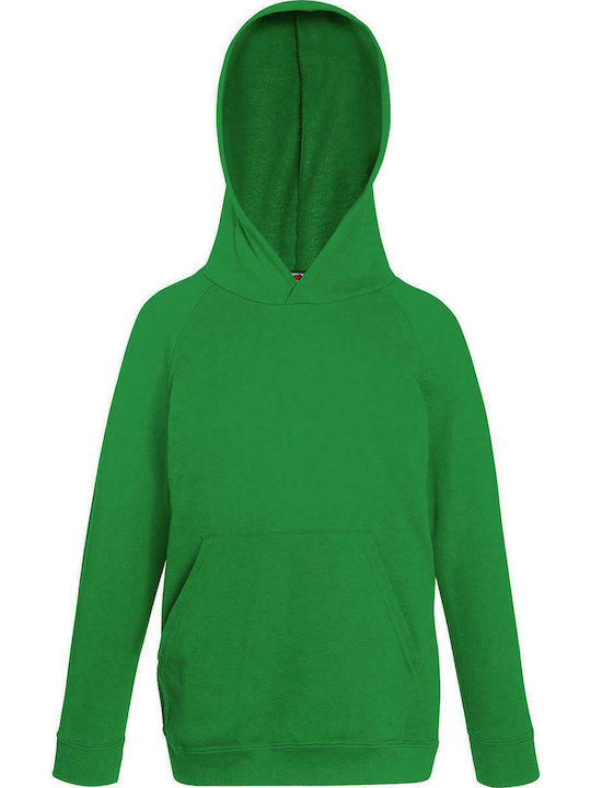 Fruit of the Loom Fleece Kinder-Sweatshirt mit Kapuze und Taschen Grün