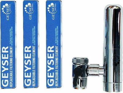 Geyser Euro Inox Aragonite Faucet Mount Water Filter with 3 Extra Replacement Cartridges