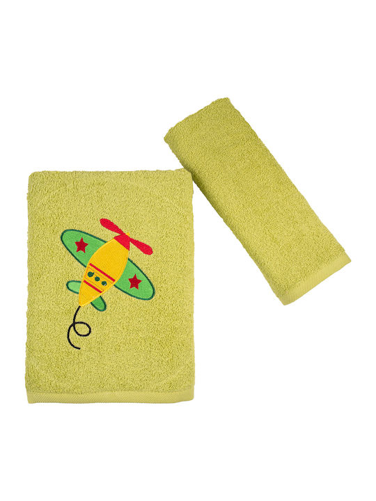 Astron Italy Set of baby towels 2pcs Helicopter Green Weight 480gr/m² 317