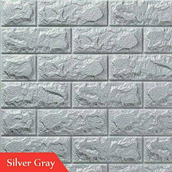 3D Wall Panels Adhesive Silver Grey Grey 75x70cm