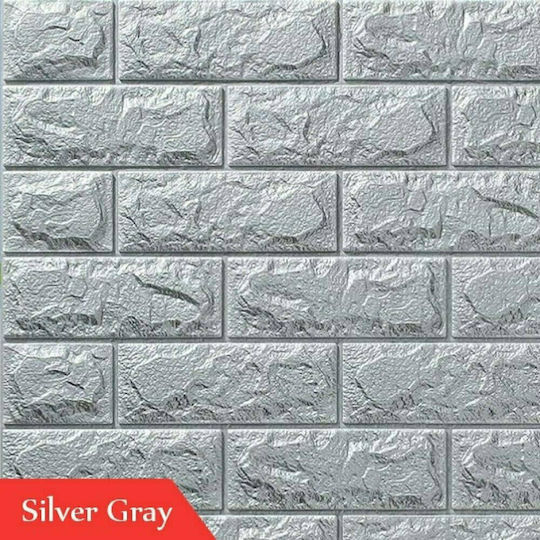 3D Wall Panel Adhesive Silver Grey Gray 75x70cm