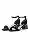 Betsy 917018-03-05 Suede Women's Sandals with Chunky Medium Heel In Black Colour