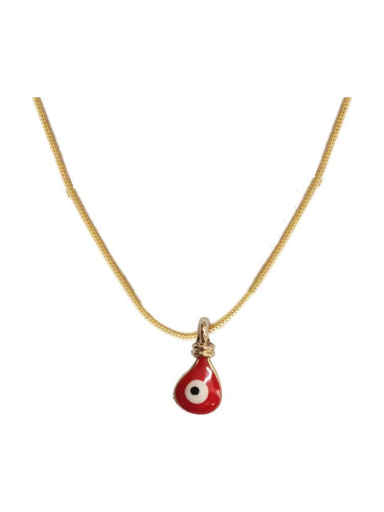 Halskette handgefertigt Goldschnur mit Anhänger Auge rot (tatu moyo) 1039-568X