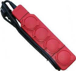 Elvhx Power Strip 4 Sockets with 1.5m Cable Red