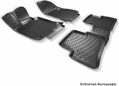 Rizline Set of Front and Rear Mats Tray Type 4pcs from Rubber for Honda Jazz 2001-2008 Black