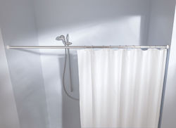 Kleine Wolke Federstange Telescopic Straight Shower Curtain Rod Aluminium Gray Ø25mm 125-220cm