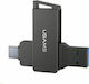 Usams ZB200 64GB USB 3.0 Stick mit Verbindung USB-A & USB-C Schwarz