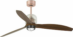 Faro Barcelona 32W with Light 128cm Copper / Wood Deco Fan Led