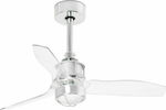 Faro Barcelona Just Fan Smart 33426WP Ventilator de Tavan 81cm Chrome / Transparent