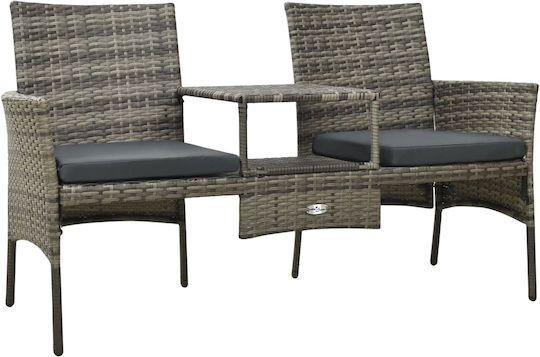 Garden & Outdoor Furniture Set Living Room 3 Pieces Gray with Pillows