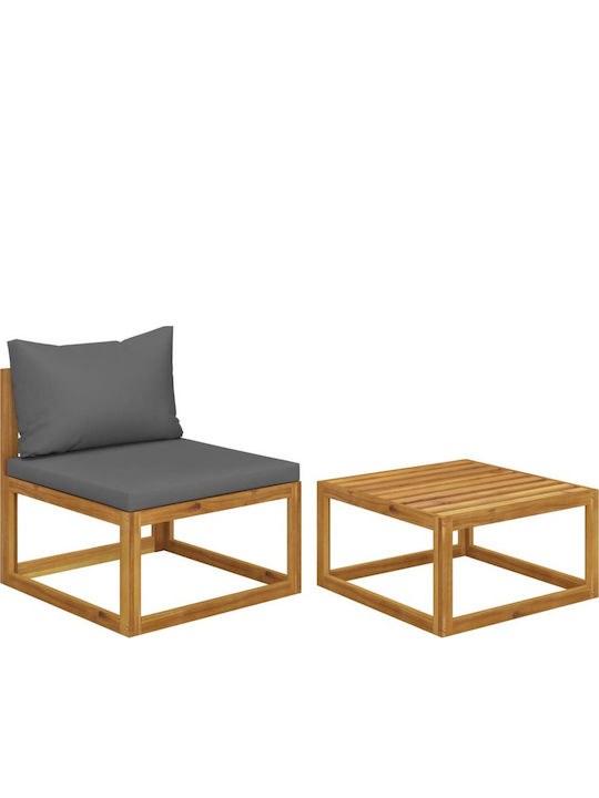 Set Wohnzimmer-Set für den Außenbereich Acacia Solid Wood Massif With Cushions mit Kissen 2Stück