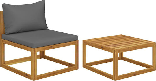 vidaXL Garten- und Outdoor-Möbelsets Wohnzimmer für kleine Räume 2 Stück Akazie mit Kissen