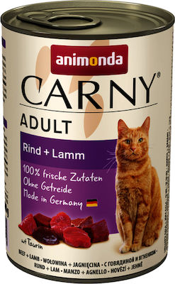 Animonda Carny Adult Nasses Katzenfutter für Katze in Dose mit Lamm und Rindfleisch 400gr