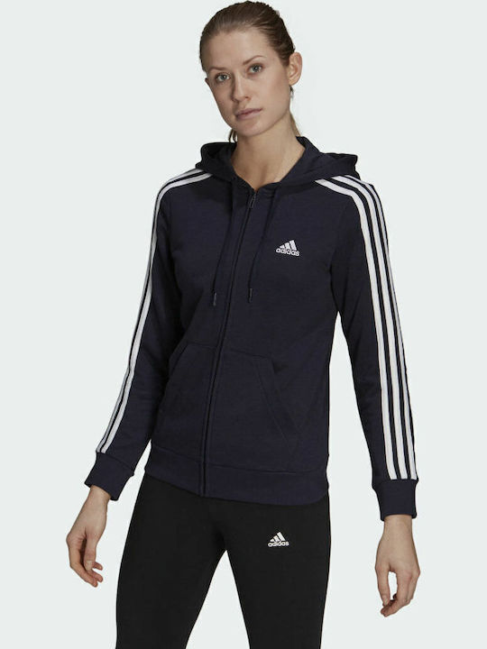 Essentials 3-Stripes Women's Sweatshirt Jacket Hooded Legend Ink