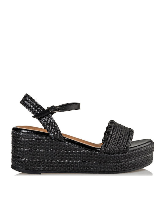 Envie Shoes Women's Fabric Platform Wedge Sandals Black
