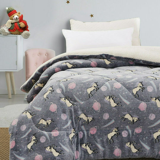 Kinderbettdecke Leuchtend Einzel Unicorns Gray 160x220cm Kinderbettdecke Leuchtend Einzel Unicorns Gray 160x220cm
