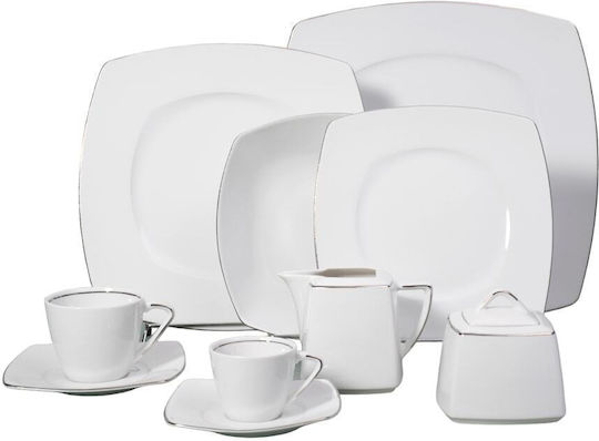 Cryspo Trio Nagoya White Teeset mit Tasse aus Porzellan Weiß 9Stück