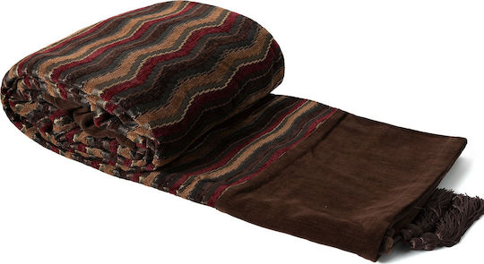 Silk Fashion 602 Κύμα Ριχτάρι Διθέσιου Καναπέ Chenille 180x250εκ. Καφέ